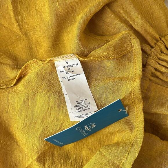 NWT Cupshe Swim Cover Up Long Shirt Small Yellow Mustard New - Picture 5 of 5